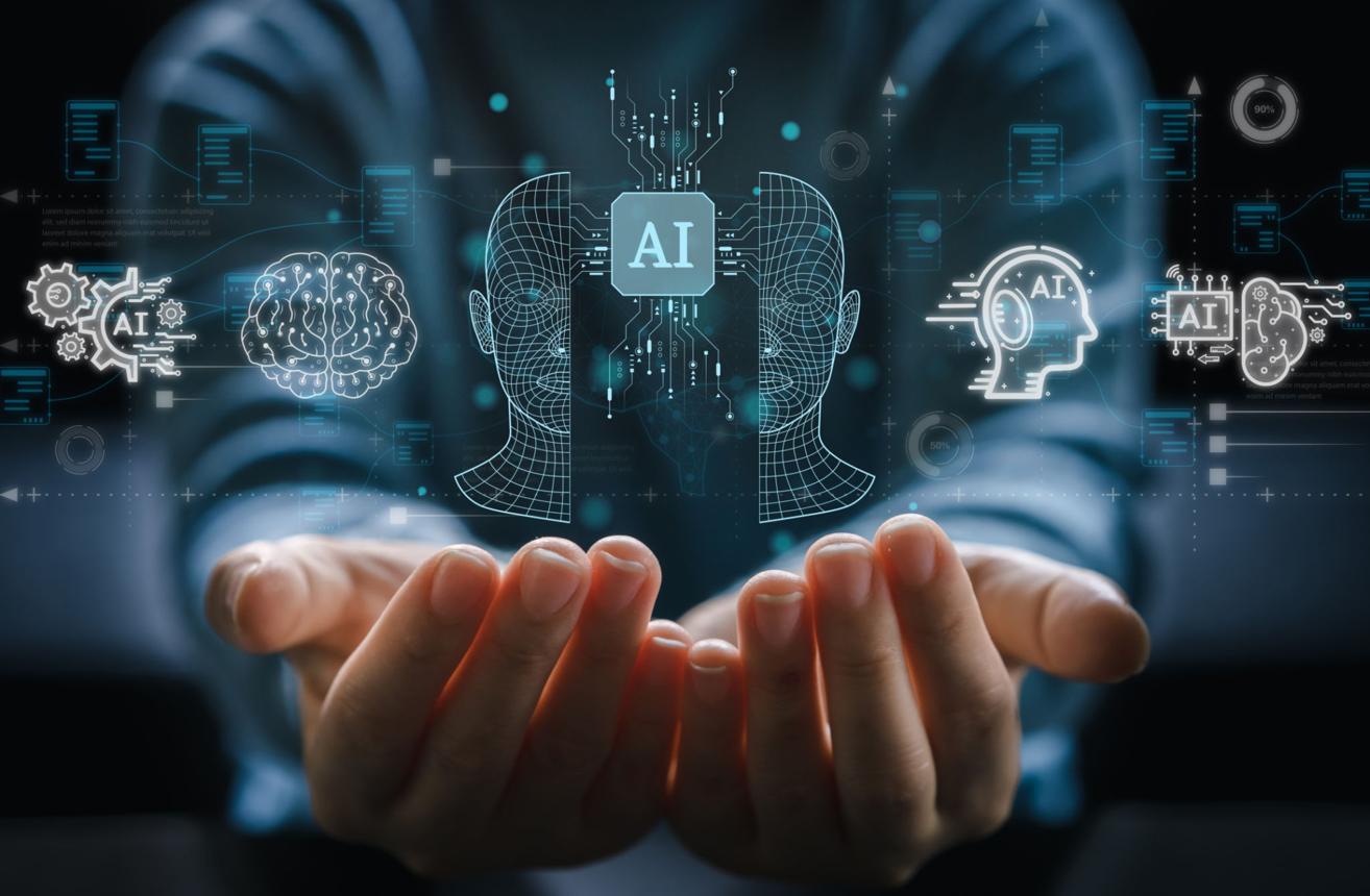 Futuristic AI semiconductor ecosystem visualization